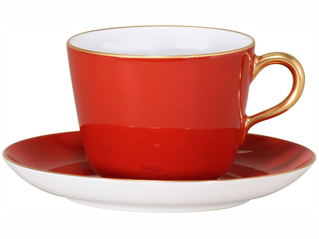 色蒔き（レッド） モーニングカップ＆ソーサー