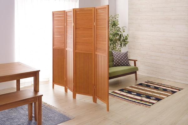 部屋の仕切り（木製パーテーション）4つ折り｜北欧家具アンバーデザイン