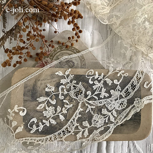 ◇フランスアンティーク｜ラスト1点ロングクロス、バテンレース、白糸