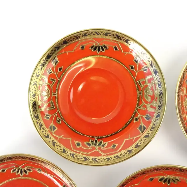 明治期 大村造 金彩赤色絵『紅葉文』オールドデミタスセット 里帰り☆美品