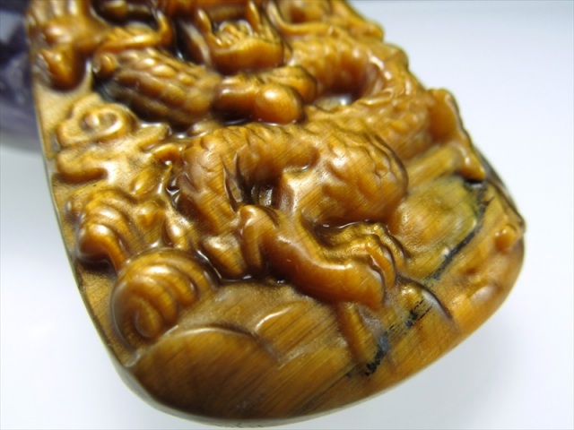 仏 龍 タイガーアイ ペンダントトップ ビーズ ペンダントトップ