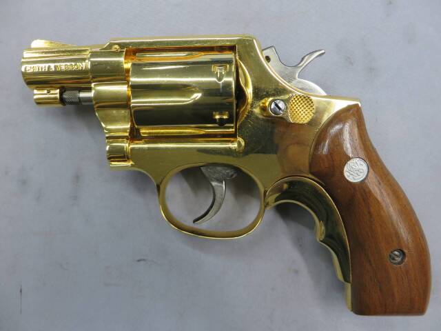 コクサイ S＆W M10 24k モデルガン 木製グリップ＋レザーホルスター