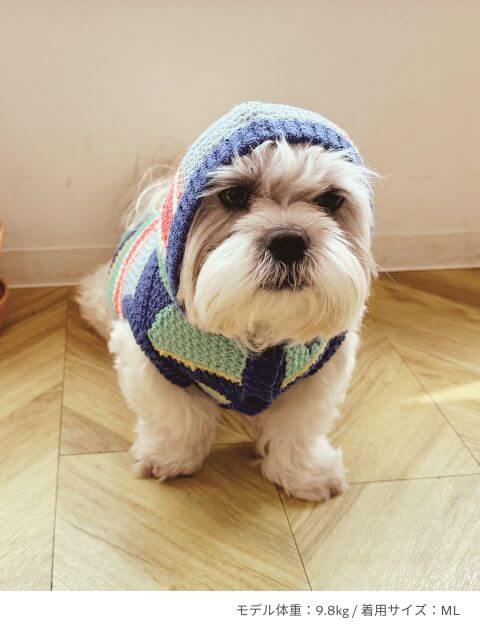 犬服 / ドッグウェア】ボーダーニットノースリーブパーカー / DOG DEPT