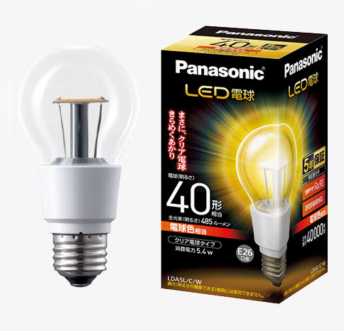 パナソニック】クリア電球タイプ LED電球 5.4W 《電球色相当/E26口金