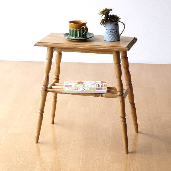 サイドテーブル パイン無垢材 天然木 木製 コンパクトテーブル ウッド