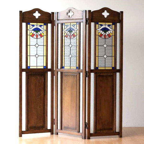 パーテーション おしゃれ 間仕切り 衝立 木製 無垢材 アンティーク 3連