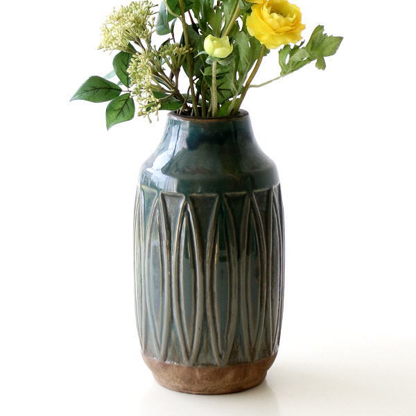 フランスアンティーク陶器ボトル/土器/花瓶/花器フラワーべース(74-92