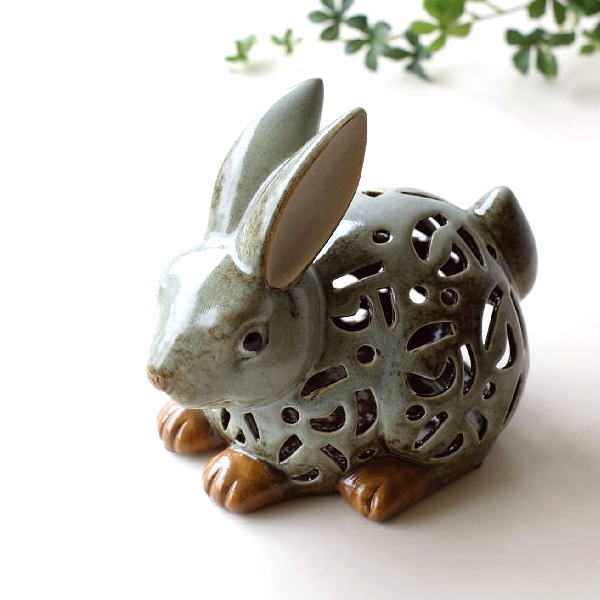 お香立て 香炉 陶器 おしゃれ うさぎ ウサギ かわいい LEDキャンドル