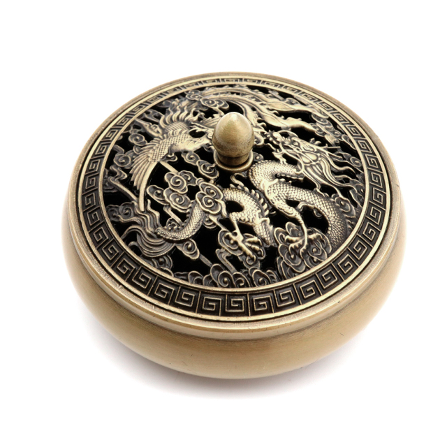 新品 未使用 香炉 925銀製 透かし 鳳凰蓋 GOLD STONE 香炉 おしゃれ お