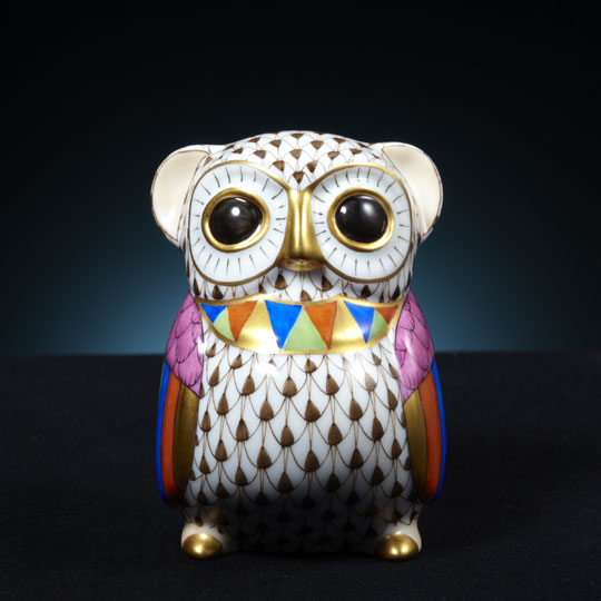 HEREND ヘレンド フクロウ 梟 フィギュリン 磁器 置物 ハンドペイント