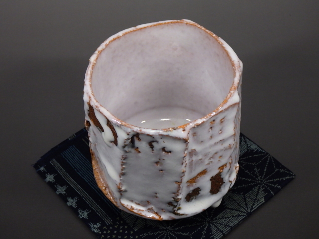 故 渋谷泥詩（萩焼 鬼萩面取り筒抹茶茶碗）