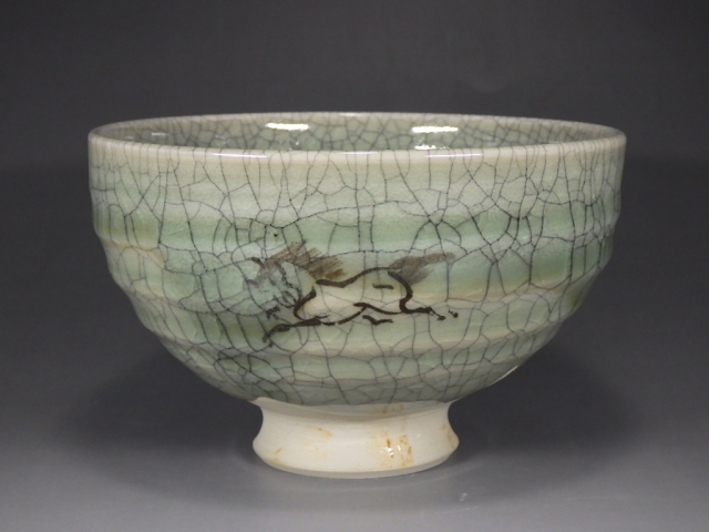 志賀忠吉（大堀相馬焼青磁左馬抹茶茶碗）