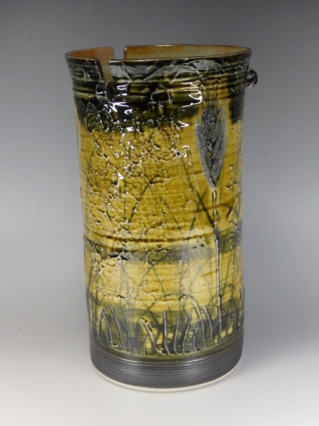 草場正人（有田焼染付大振花入れ）