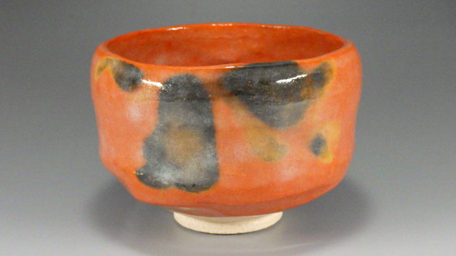 新品未使用 赤楽茶碗 三代昭楽 楽焼 楽焼窯元 赤 共箱 説明書 新品未
