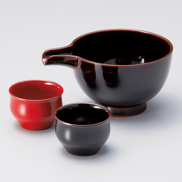 酒器揃 日月白檀 漆塗り 12-11802 漆器の井助