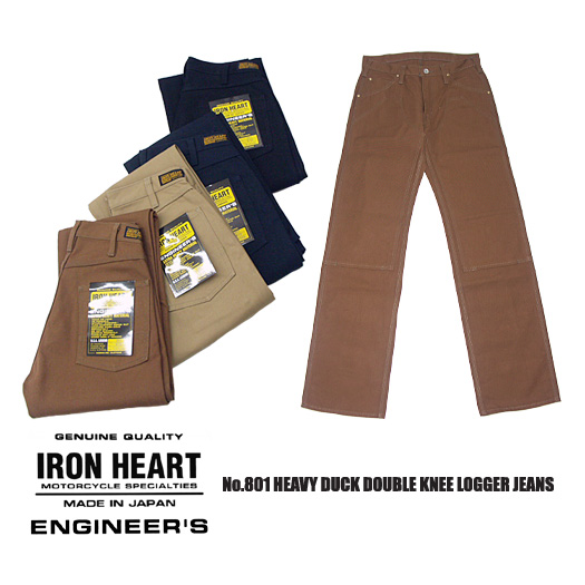 IRON HEART / ヘビーダック地ダブルニーロガーパンツ/34/コットン/CML