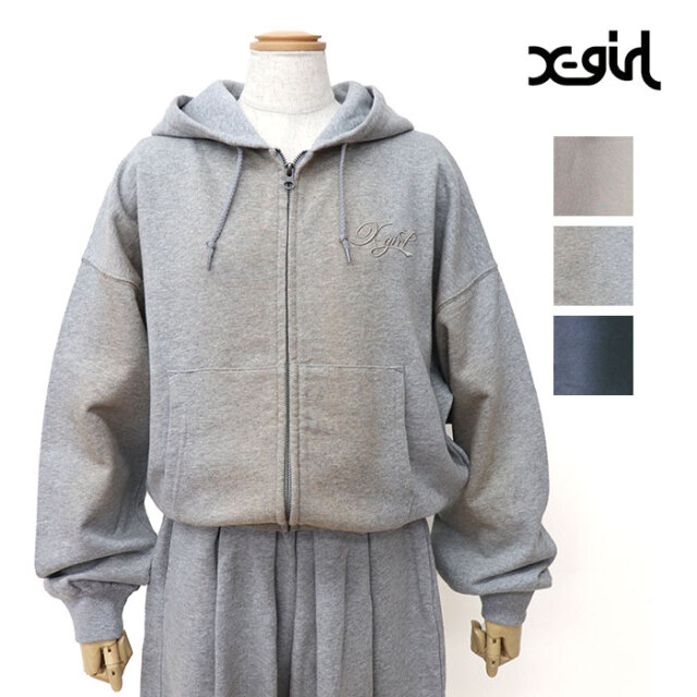 X-girl エックスガール レディース SPRAY PRINT ZIP UP HOODIE ジップ
