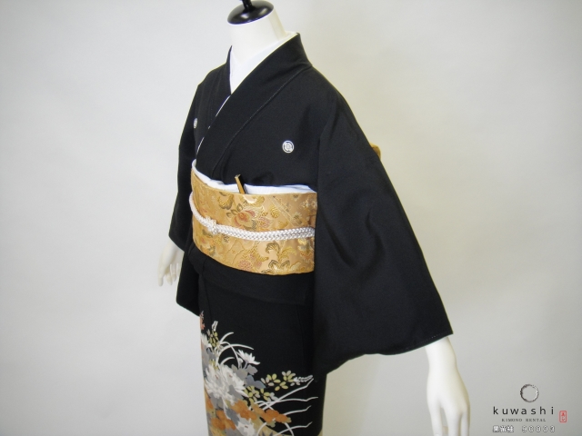 正絹黒留袖レンタル】 90003 正倉院相良刺繍黒留袖袋帯セット