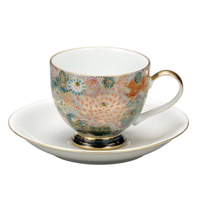九谷焼 章山窯 金花詰め カップ＆ソーサー6客セット