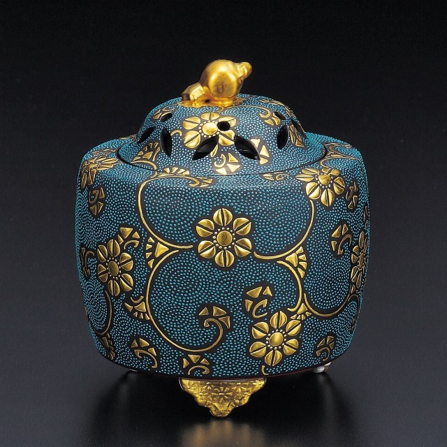 九谷焼作家商品 ギフト・ご贈答品に 九谷焼3.5号香炉 渦打青粒