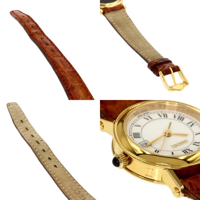 GUCCI グッチ 7200L ラウンドフェイス 腕時計 GP/革 レディース