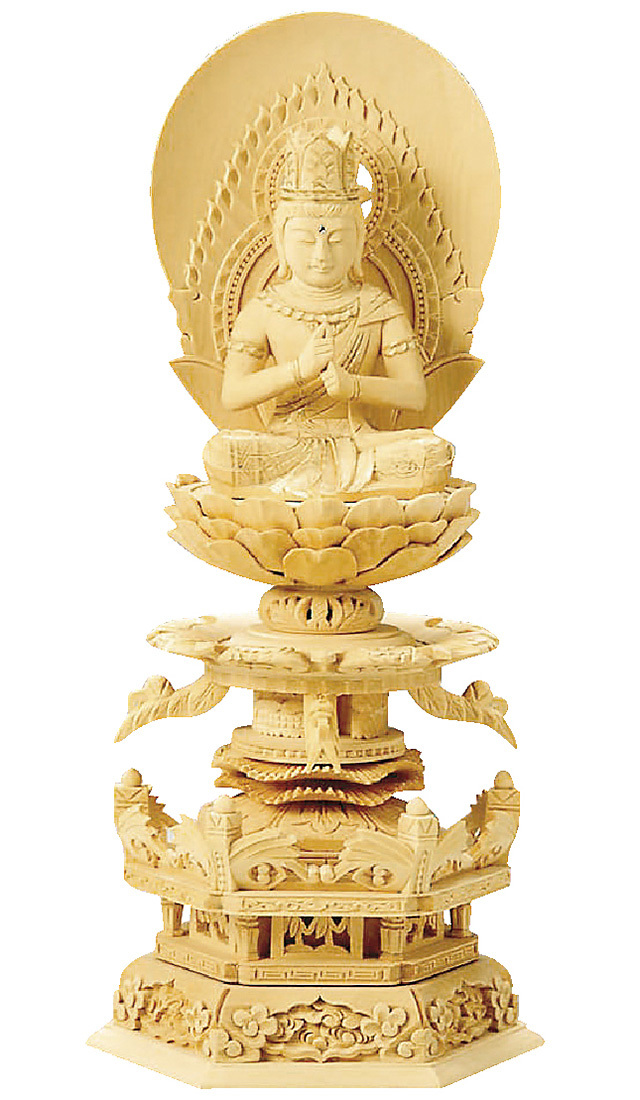 総白木 六角台座ケマン付 大日如来 木地 2.0寸～3.5寸 | 激安仏壇仏具