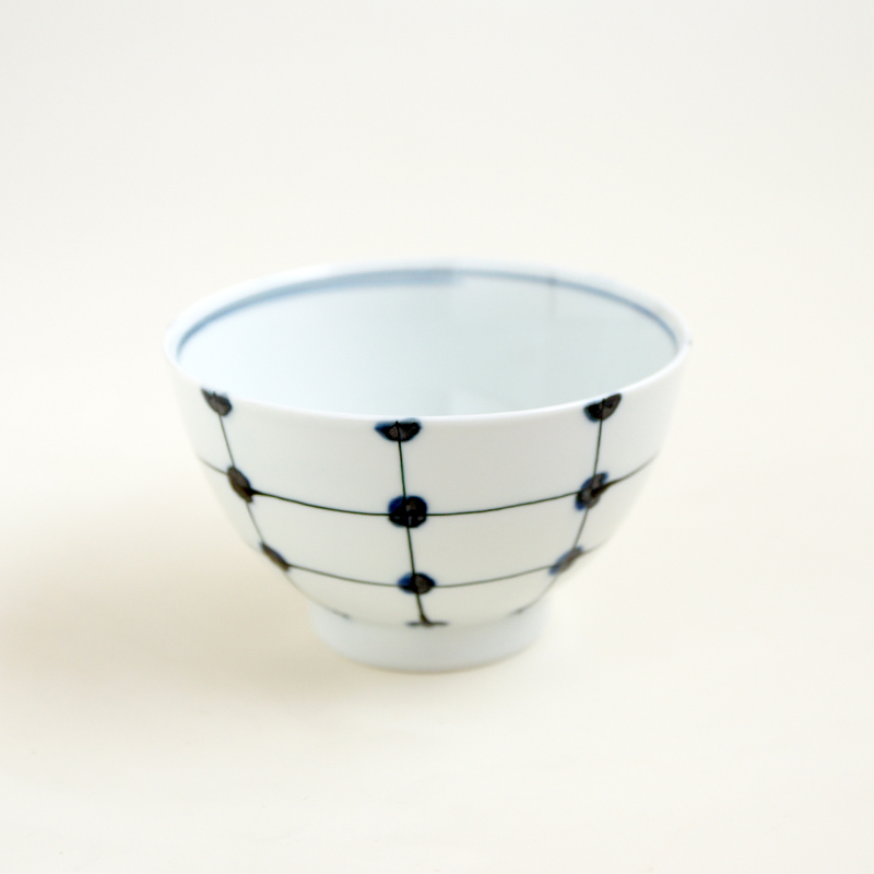 波佐見焼 福峰窯 点格子 茶碗 赤