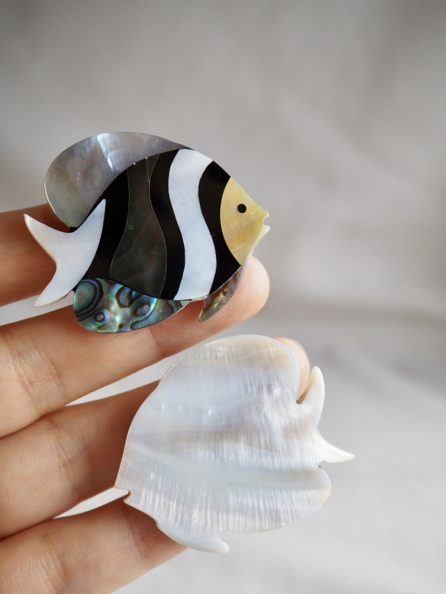 シェルパーツ -モザイクチョウチョウウオ(真珠母貝・アワビ)【約36