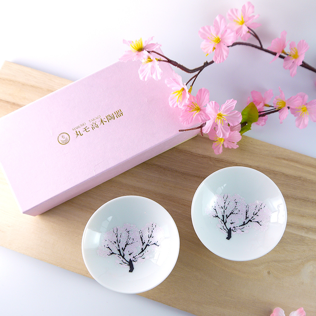 冷感桜 白平盃 大 ペアセット 箱入 | 丸モ高木陶器