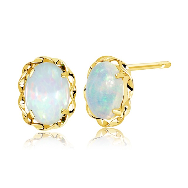 ピアス 両耳 レディース オパール 計 0.5ct オーバル 線巻 ピアス K18