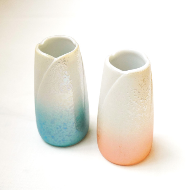 ペット仏具 やわらぎの花 花立 ラスターオレンジ 小 ミニ 国産 日本製