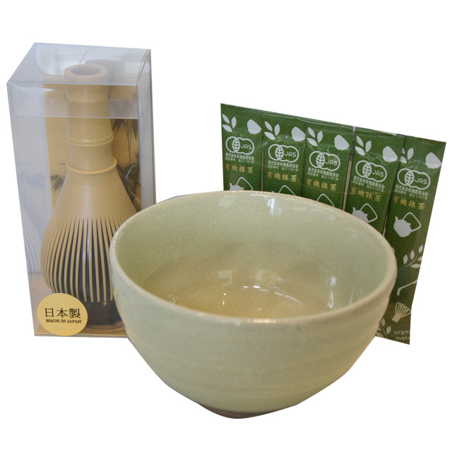 はじめて 茶道 セット（有機抹茶2g×5袋・樹脂茶せん1本・抹茶茶碗1個