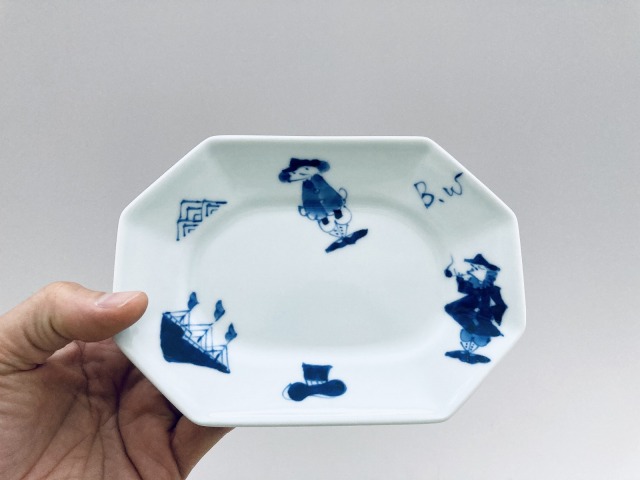 古錦 花篭手 青磁 八角皿 4枚 [B31327] 古錦 花篭手 青磁 八角皿 4枚