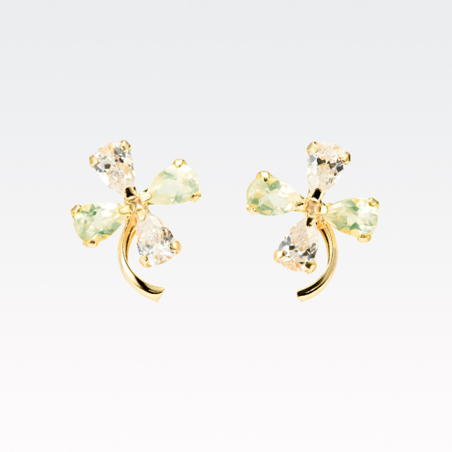 ピアス K10イエローゴールド ペリドット キュービックコニア