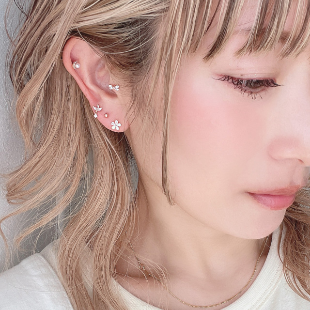 天使13.2mmオーロラフェニックスピアス金額④ クリアオーロラジュエル