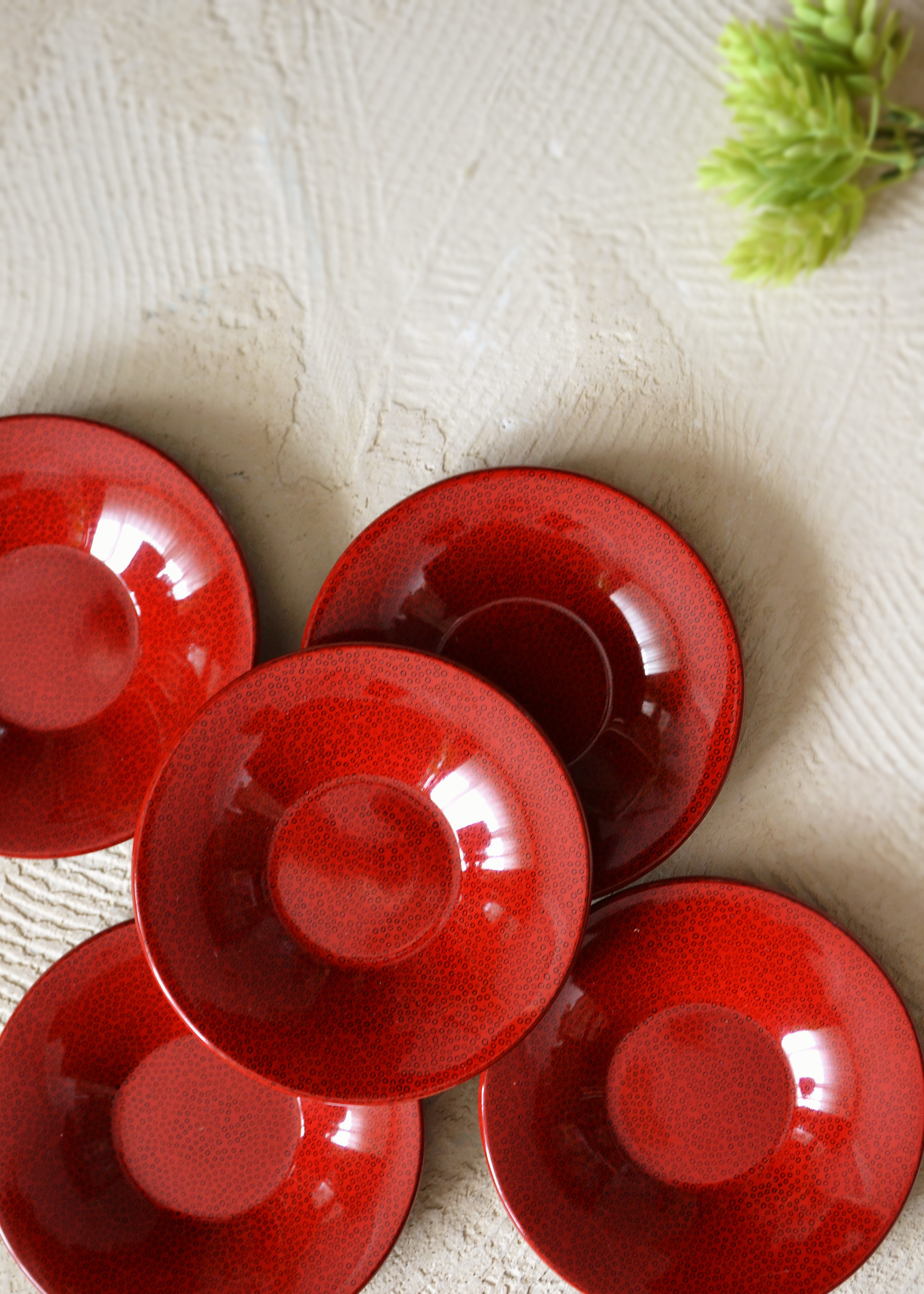 津軽七々子漆茶托5枚組 茶托 朱塗茶托