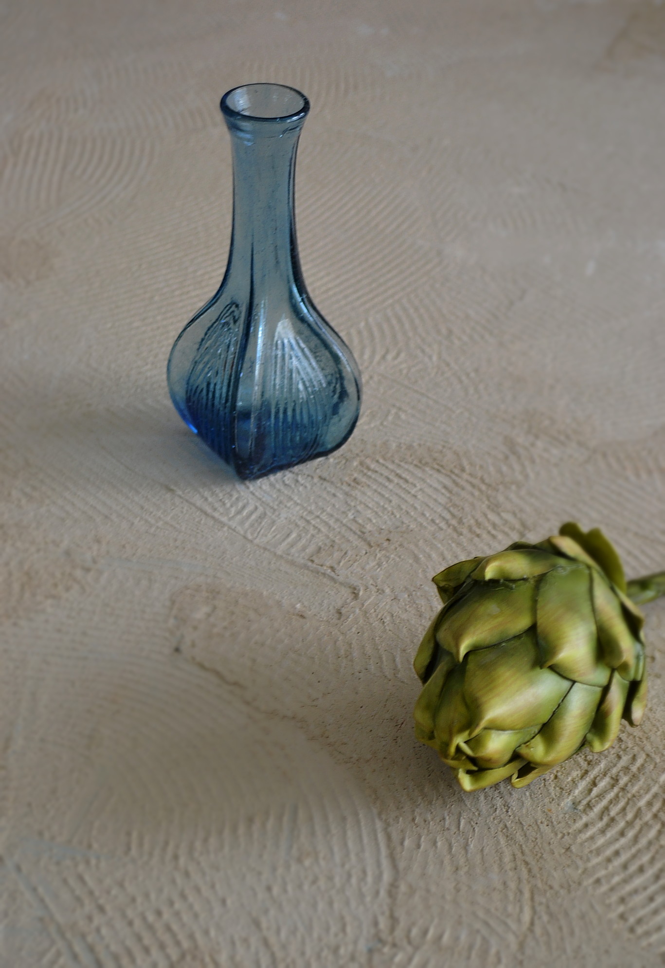 Antique Sam's Collectioプレスガラス花瓶 一輪挿し ガラス花瓶 ブルー