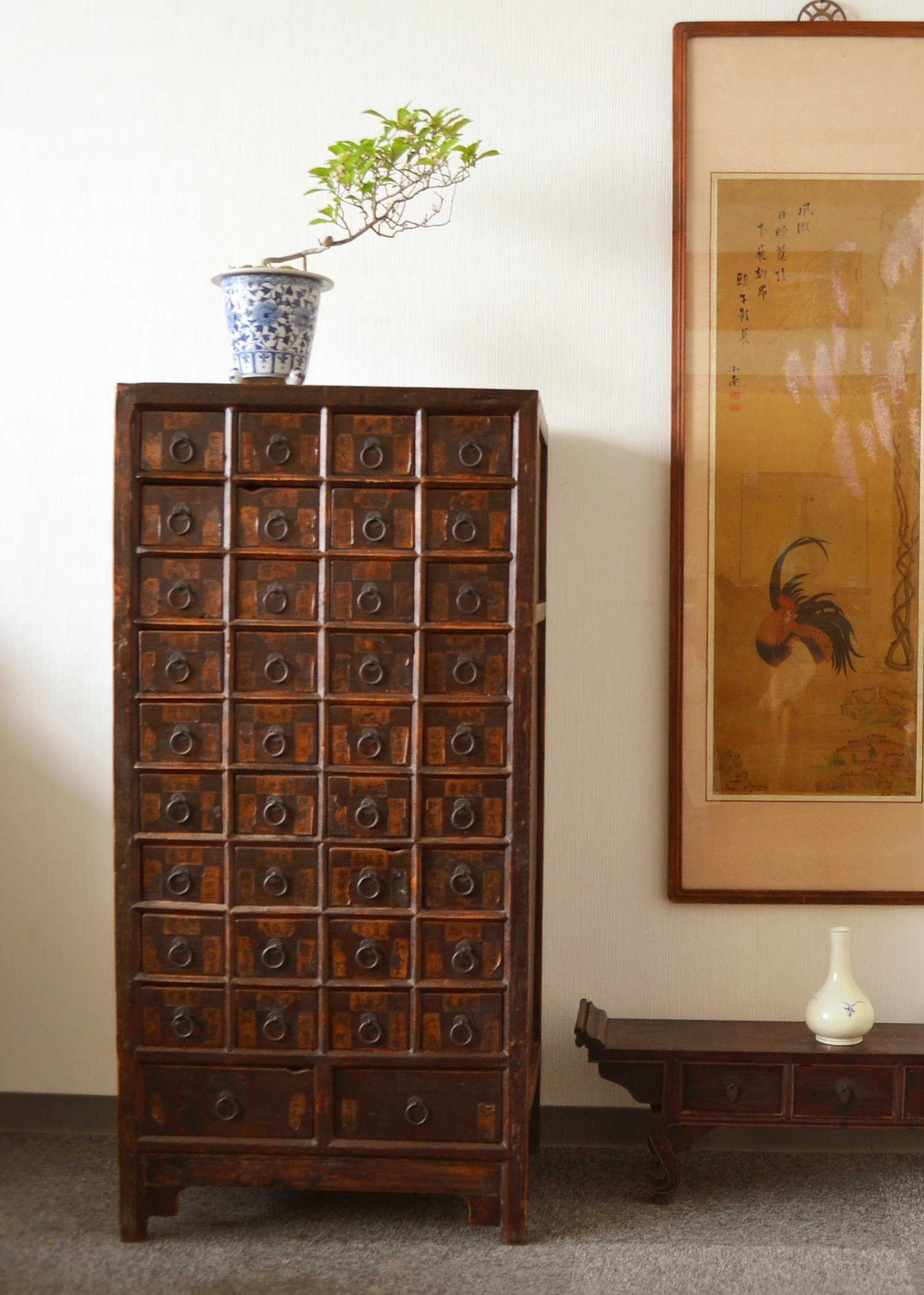 良品】李朝家具 薬箪笥 隠し収納付き チェスト/小物入れ 蝶番金具