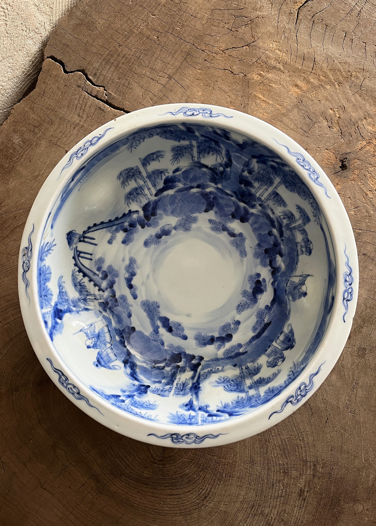 伊万里 風景図 染付 大皿 [B31359] 伊万里 風景図 染付 大皿 B31359