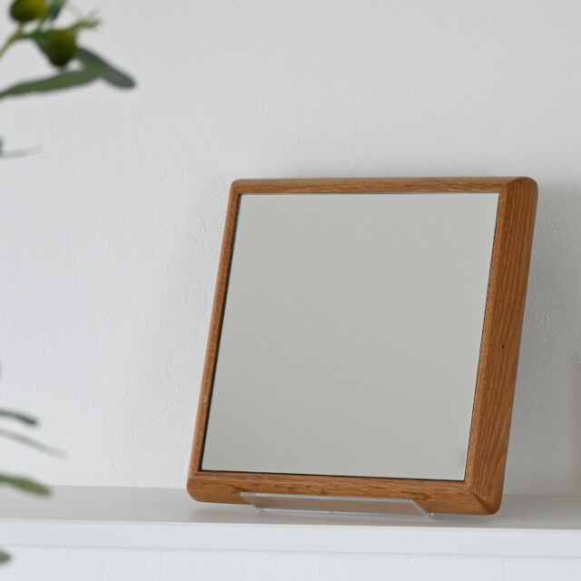 SENNOKI ステラ ホワイトオーク ウォールミラー W27×27 壁掛け 卓上