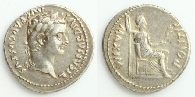 古代ローマ帝国 デナリウス銀貨 ティベリウス帝/リウィア