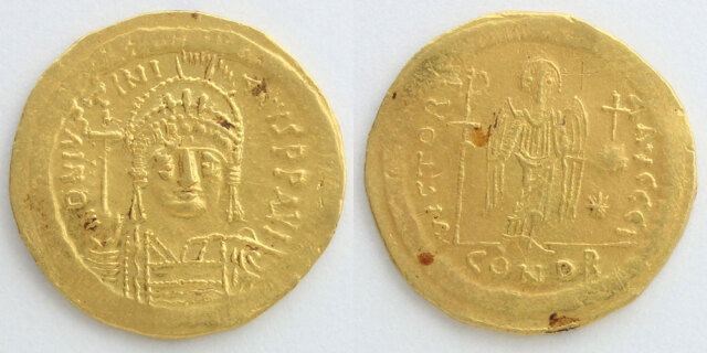 ビザンチン帝国 ソリダス金貨 ユスティニアヌス1世／天使