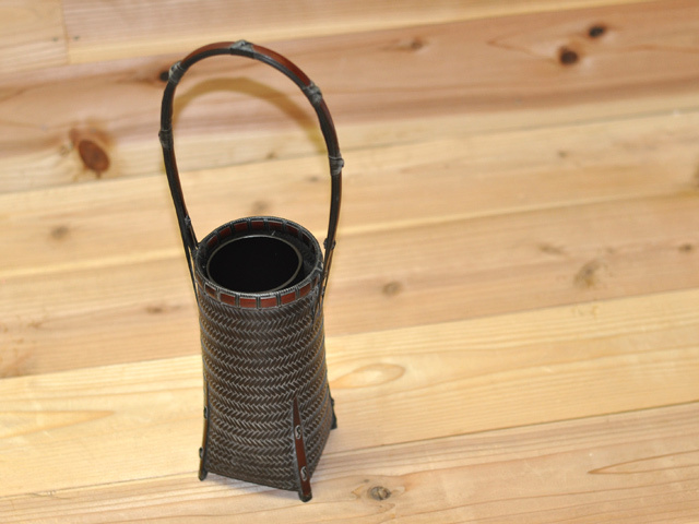 網代花籠 丸/インテリア/花入れ/華道具/花器/竹/国産/日本製 竹かご