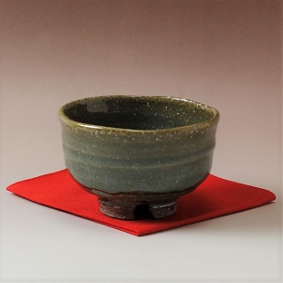 萩焼(伝統的工芸品)抹茶碗小鉄青釉半筒No1816
