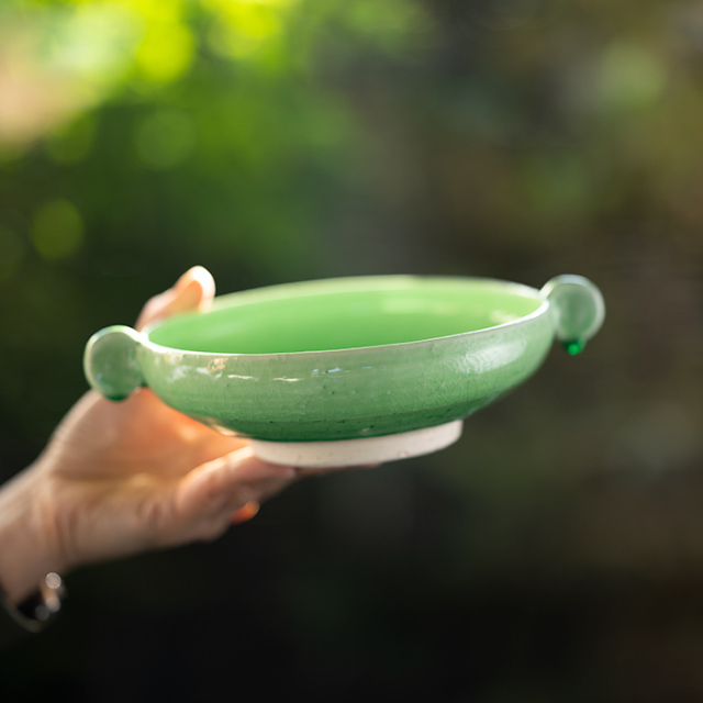和食器 ｜ スープボウル 緑釉耳付鉢（KIA-145） 作家「荒木漢一」