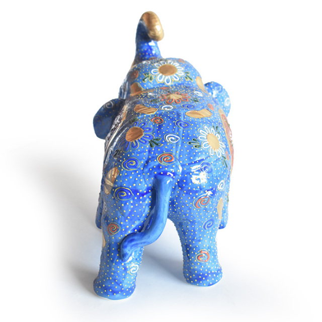 九谷焼 凸盛コレクション 象 青盛