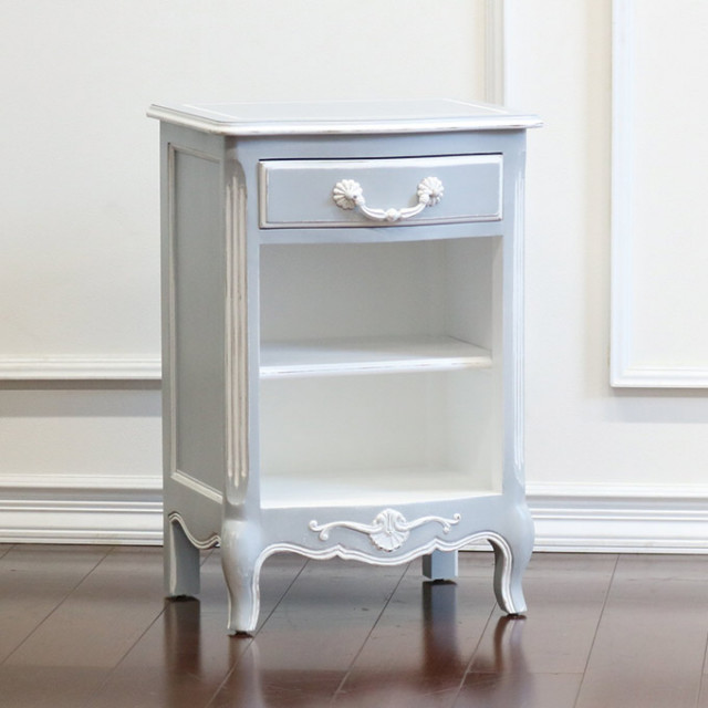 フランス カントリーコーナー サイドテーブル ホワイトグレー