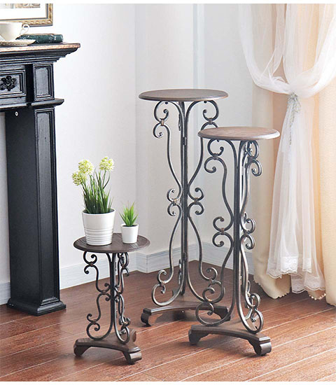 アンティーク調 木製 サイドテーブル(花台) 高さ41cm｜Y-KAGU(輸入家具