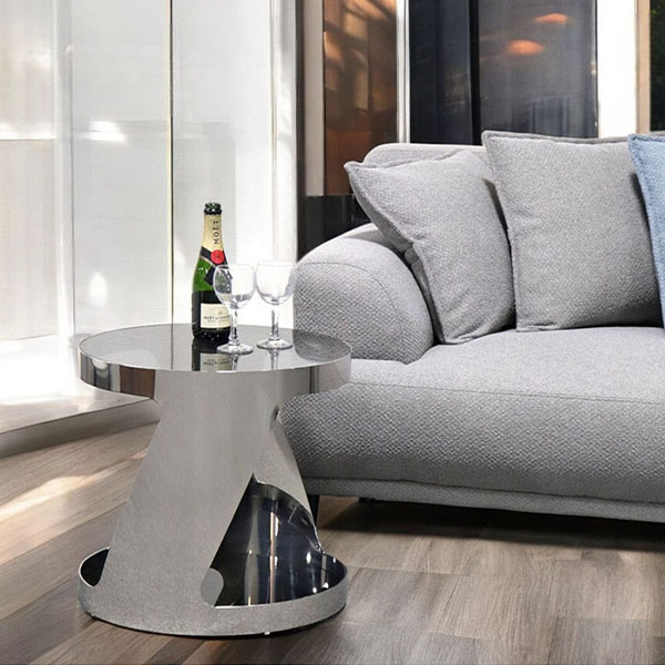 HOBANG ステンレス製 ラウンドサイドテーブル 幅48.5cm｜Y-KAGU(輸入