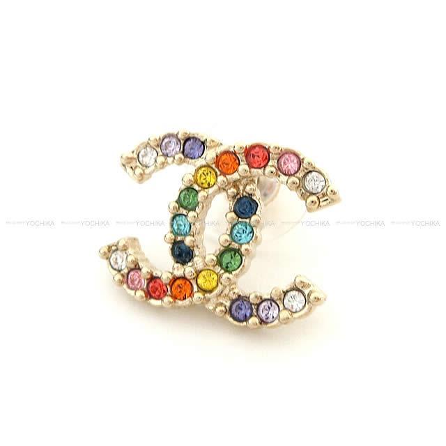 CHANEL シャネル ココマーク レインボー ラインストーン ピアス